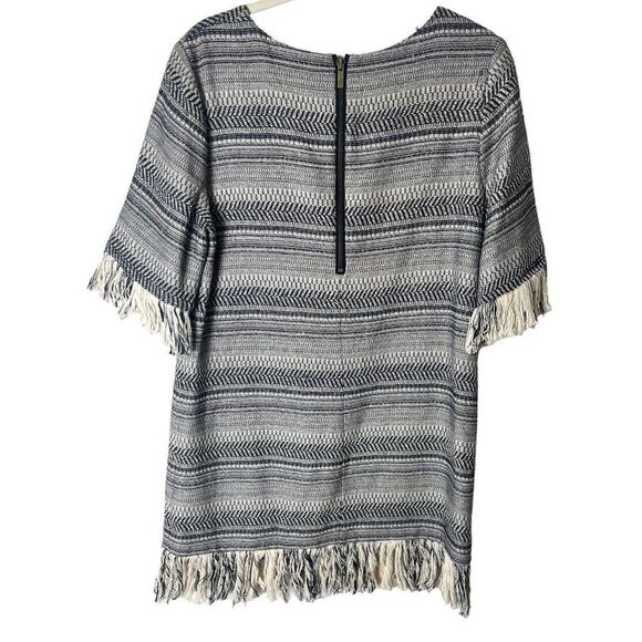 1.STATE Cotton Rustic Tweed Navy and White Fringe Dress - Picture 5 of 11
